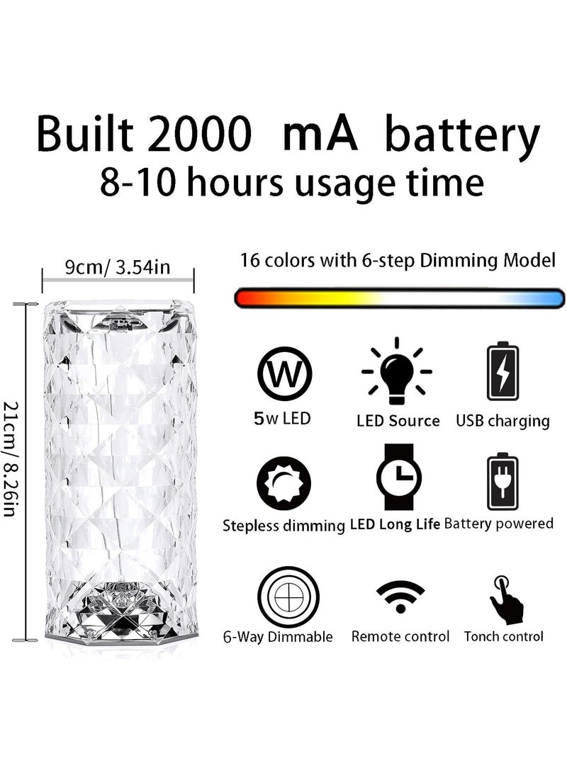 بورتال أباجورة كريستال بإضاءة LED متعددة 16 لون مع جهاز تحكم عن بعد وتاتش، قابلة لإعادة الشحن عبر USB، ديكور أنيق لرمضان وغرف النوم والمنزل - Image 3